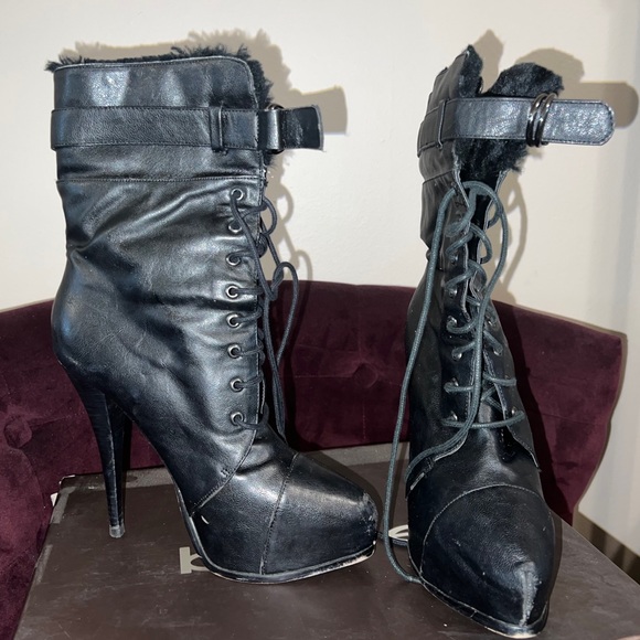 Bebe Lace up Platform Booties - Picture 2 of 5